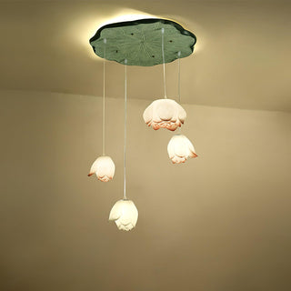Lustra Suspension 7 Lumières Rose Blanc