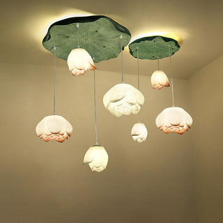 Lustra Suspension 7 Lumières Rose Blanc