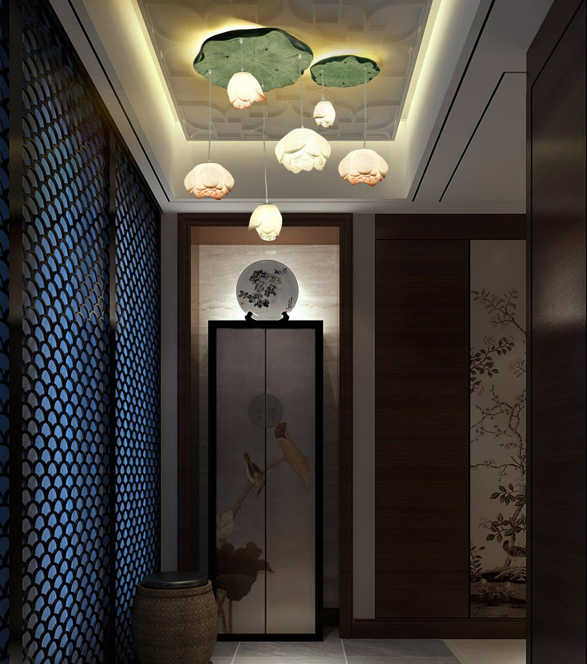 Tavana Suspension 7 Lumières Rose Blanc