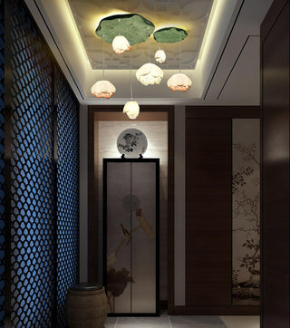Lustra Suspension 7 Lumières Rose Blanc