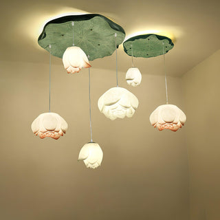 Lustra Suspension 7 Lumières Rose Blanc