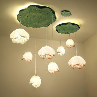 Lustra Suspension 7 Lumières Rose Blanc