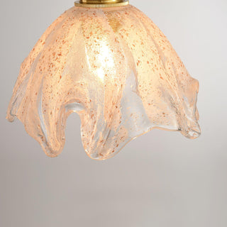 Solara Suspension en Laiton Verre Froissé Lotus Vintage