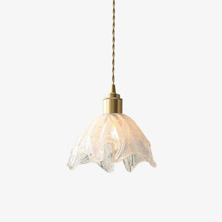 Solara Suspension en Laiton Verre Froissé Lotus Vintage