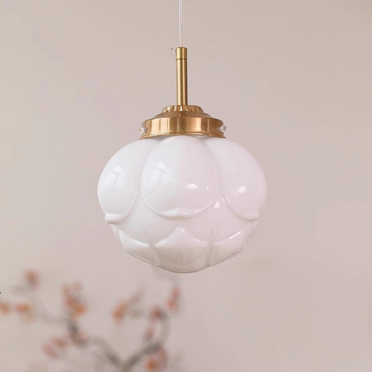 Pendant Lamp Metal and Glass Lotus Flower Shade Artistic Retro-Neutral Decor