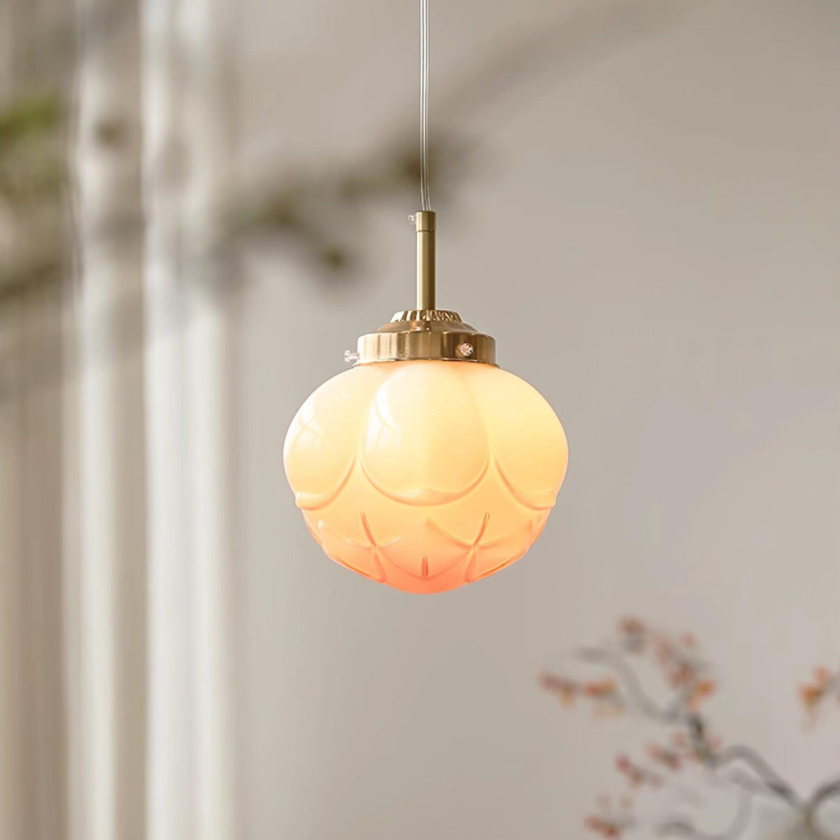 Pendant Lamp Metal and Glass Lotus Flower Shade Artistic Retro-Neutral Decor
