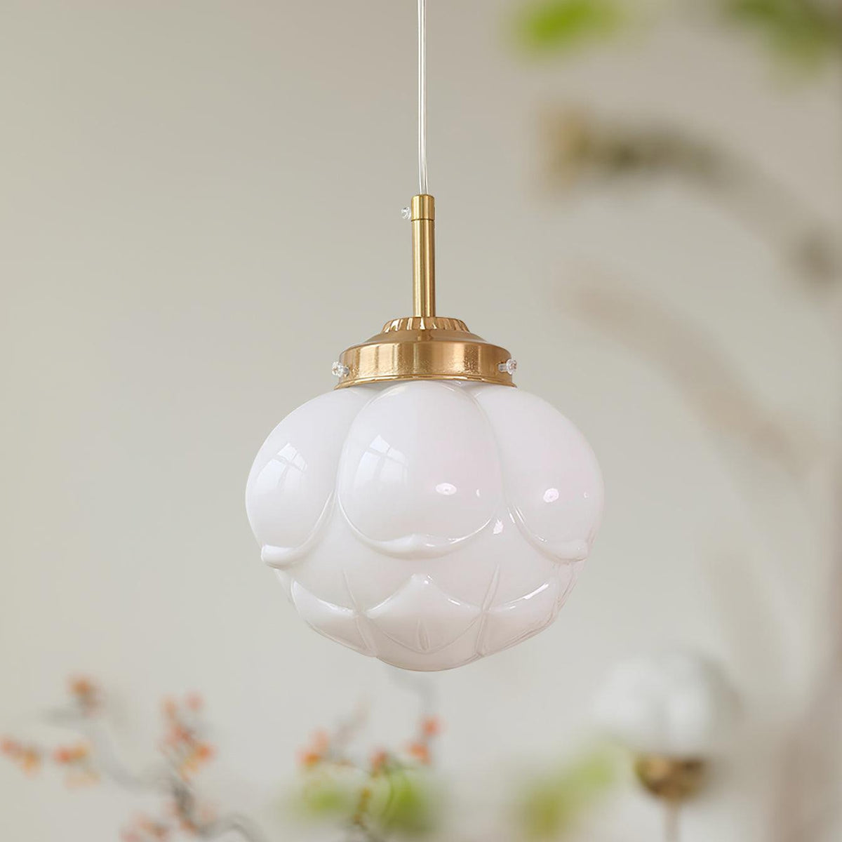 Pendant Lamp Metal and Glass Lotus Flower Shade Artistic Retro-Neutral Decor