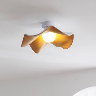 Solara Plafonnier Feuille de Lotus avec finition bois et blanc-Luire