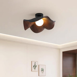 Solara Plafonnier Feuille de Lotus avec finition bois et blanc-Luire