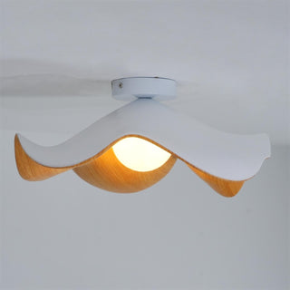 Solara Plafonnier Feuille de Lotus avec finition bois et blanc-Luire