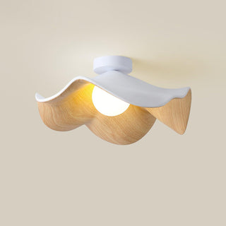 Solara Plafonnier Feuille de Lotus avec finition bois et blanc-Luire