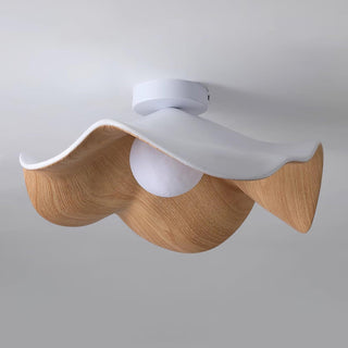 Solara Plafonnier Feuille de Lotus avec finition bois et blanc-Luire