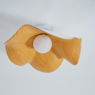 Solara Plafonnier Feuille de Lotus avec finition bois et blanc-Luire