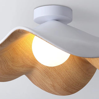 Solara Plafonnier Feuille de Lotus avec finition bois et blanc-Luire