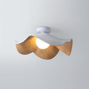 Solara Plafonnier Feuille de Lotus avec finition bois et blanc-Luire