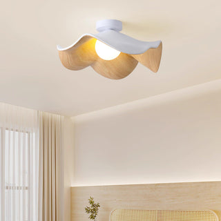 Solara Plafonnier Feuille de Lotus avec finition bois et blanc-Luire