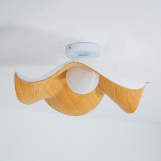 Solara Plafonnier Feuille de Lotus avec finition bois et blanc-Luire