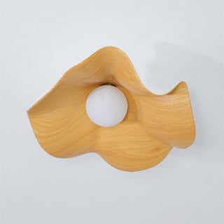 Solara Plafonnier Feuille de Lotus avec finition bois et blanc-Luire