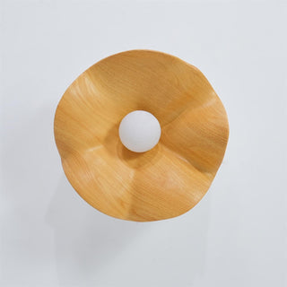 Solara Plafonnier Feuille de Lotus avec finition bois et blanc-Luire