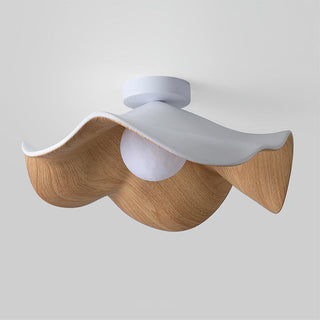 Solara Plafonnier Feuille de Lotus avec finition bois et blanc-Luire