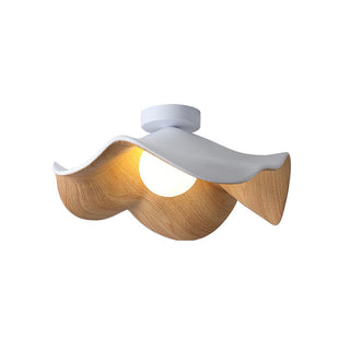 Solara Plafonnier Feuille de Lotus avec finition bois et blanc-Luire