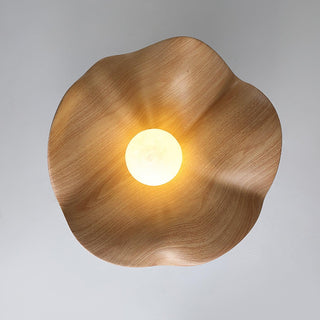 Solara Plafonnier Feuille de Lotus avec finition bois et blanc-Luire