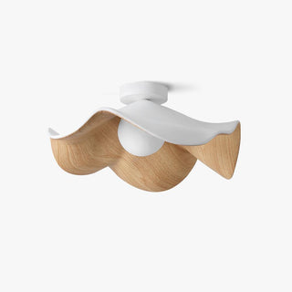 Solara Plafonnier Feuille de Lotus avec finition bois et blanc-Luire