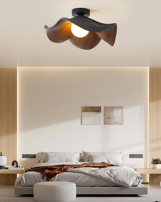 Solara Plafonnier Feuille de Lotus avec finition bois et blanc-Luire