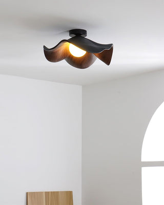 Solara Plafonnier Feuille de Lotus avec finition bois et blanc-Luire