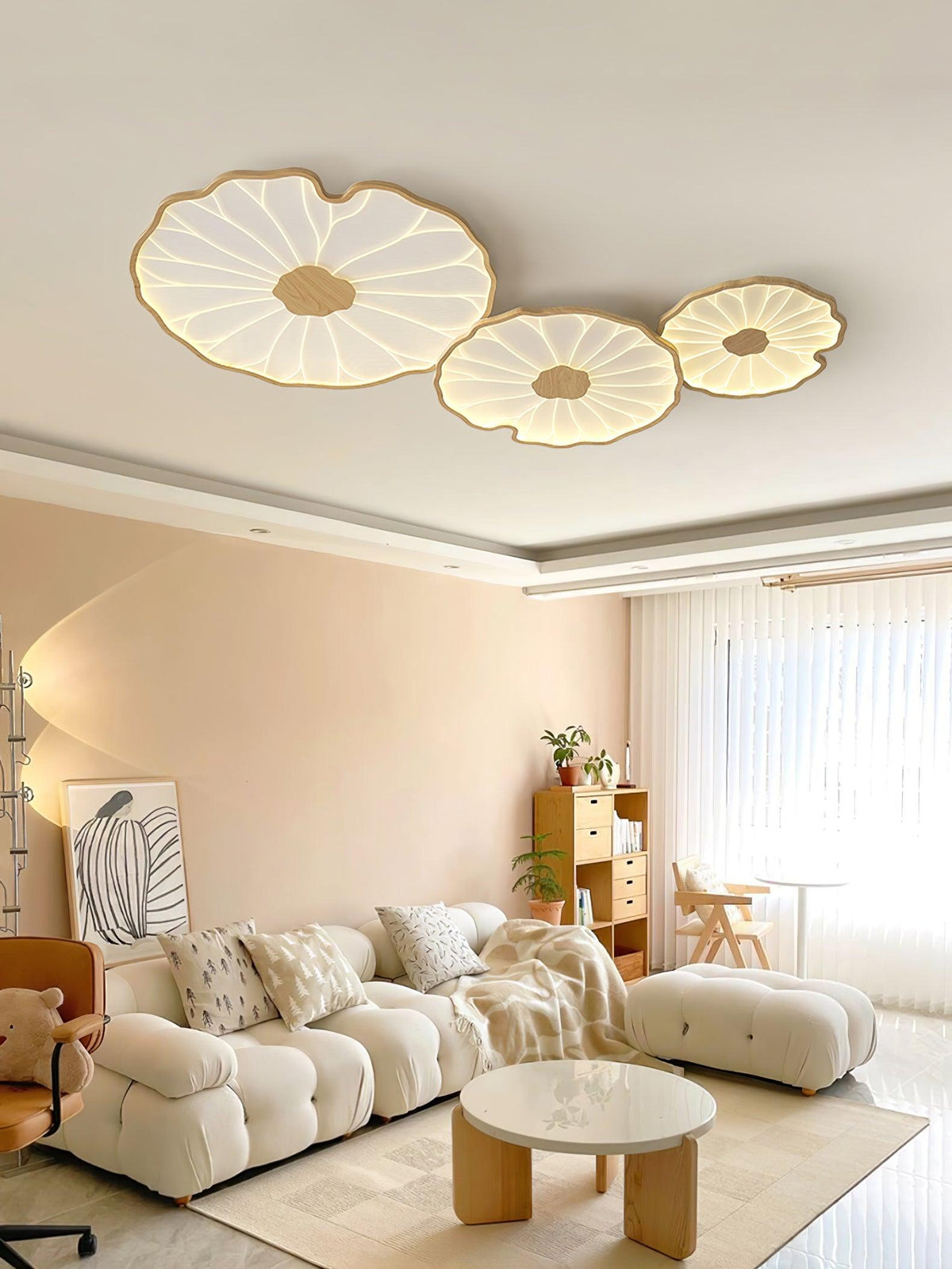 Vostel Plafonnier Feuille de Lotus avec Finition Bois-Cielum