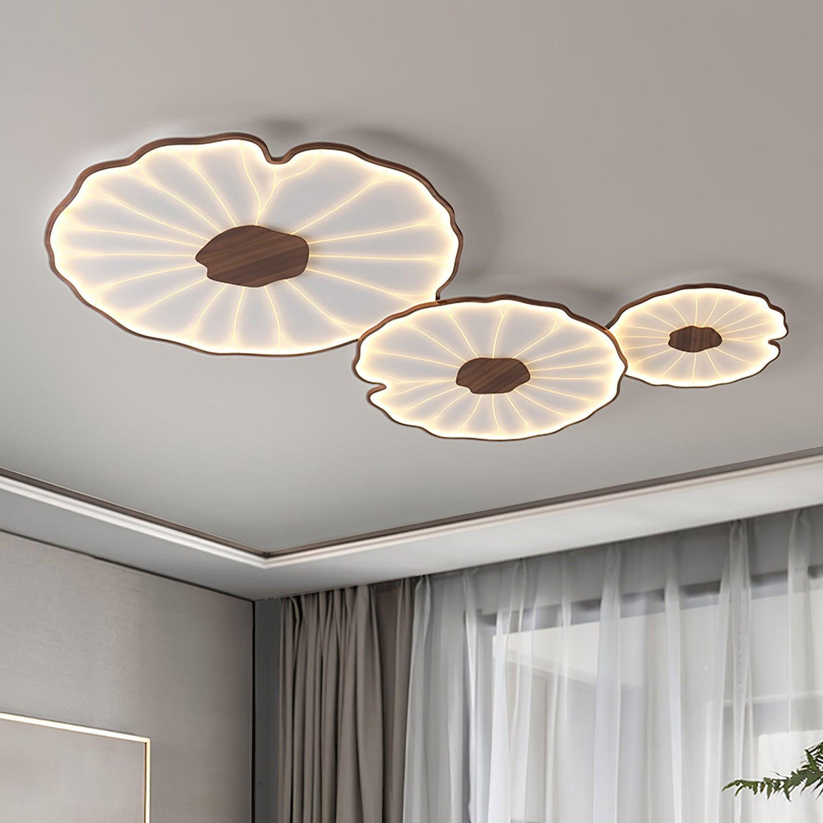 Vostel Plafonnier Feuille de Lotus avec Finition Bois-Cielum