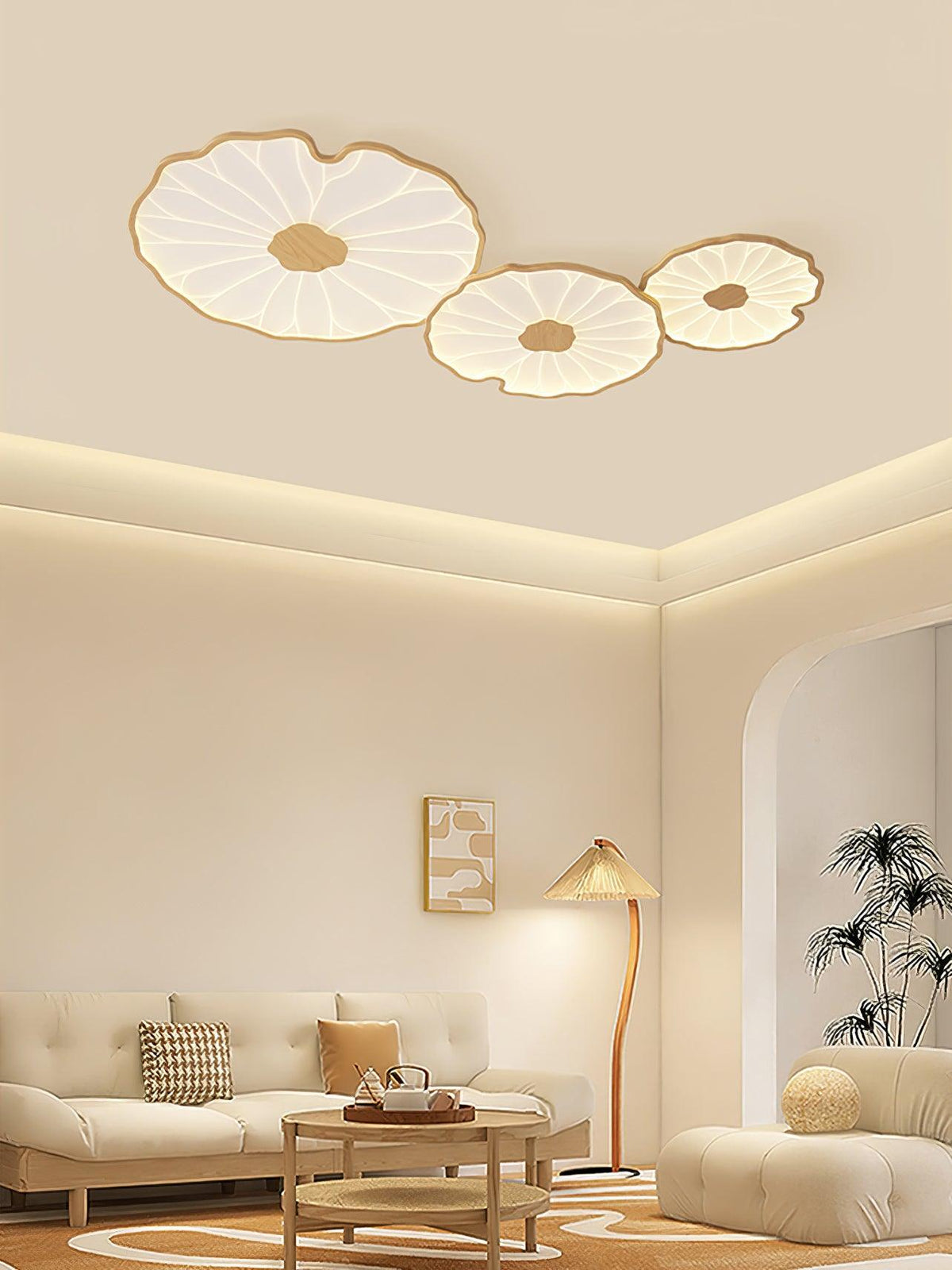 Vostel Plafonnier Feuille de Lotus avec Finition Bois-Cielum