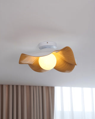 Solara Plafonnier Feuille de Lotus avec finition bois et blanc-Luire