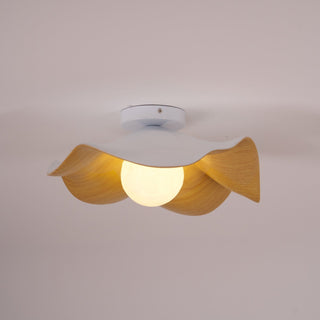 Solara Plafonnier Feuille de Lotus avec finition bois et blanc-Luire