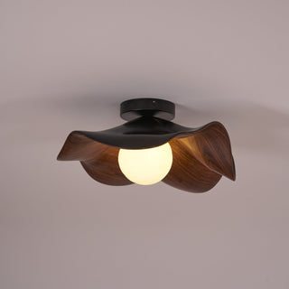 Solara Plafonnier Feuille de Lotus avec finition bois et blanc-Luire