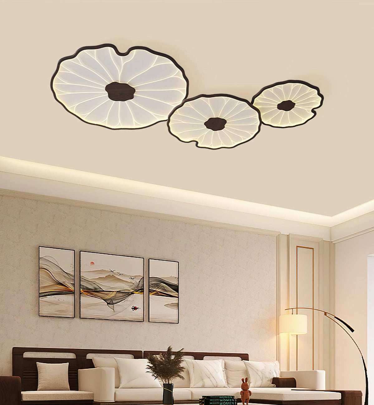 Vostel Plafonnier Feuille de Lotus avec Finition Bois-Cielum