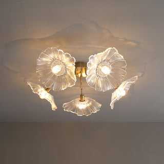 Solara Plafonnier en Verre Feuille avec Laiton Élégant-Luire