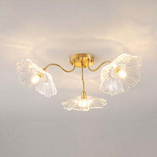 Solara Plafonnier en Verre Feuille avec Laiton Élégant-Luire