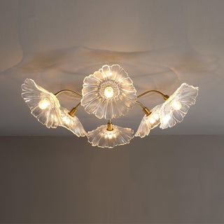 Solara Plafonnier en Verre Feuille avec Laiton Élégant-Luire