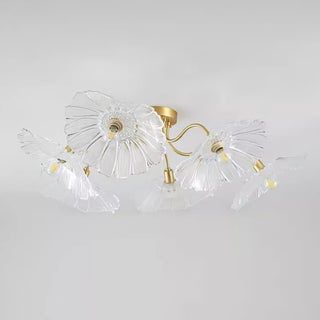 Solara Plafonnier en Verre Feuille avec Laiton Élégant-Luire