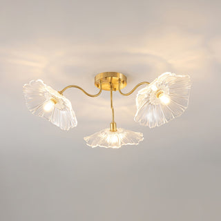 Solara Plafonnier en Verre Feuille avec Laiton Élégant-Luire