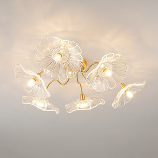 Solara Plafonnier en Verre Feuille avec Laiton Élégant-Luire