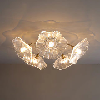 Solara Plafonnier en Verre Feuille avec Laiton Élégant-Luire