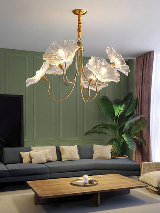 Lustra Lustre Feuille de Lotus en Verre