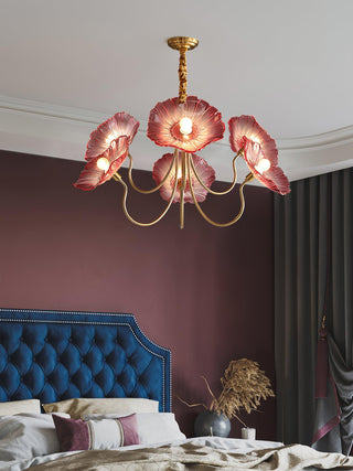 Lustra Lustre Feuille de Lotus en Verre