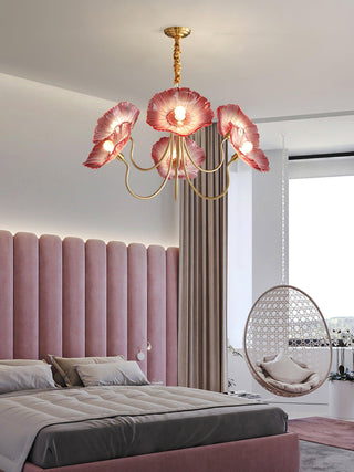 Lustra Lustre Feuille de Lotus en Verre