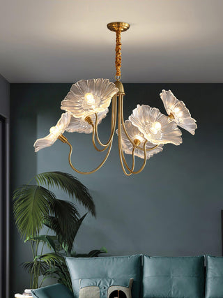 Lustra Lustre Feuille de Lotus en Verre