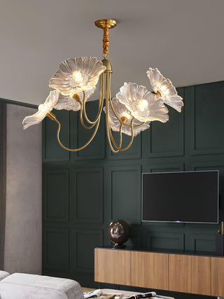 Lustra Lustre Feuille de Lotus en Verre
