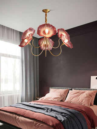 Lustra Lustre Feuille de Lotus en Verre