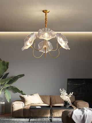 Lustra Lustre Feuille de Lotus en Verre